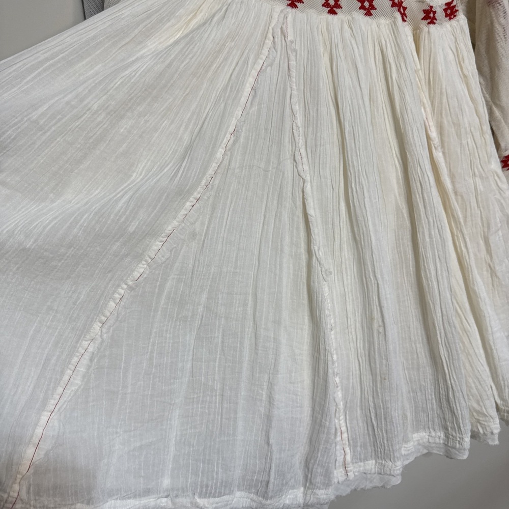 NWT Free People Women Need Me Mini Flowy Dress Ivory Long Sleeve Red Embroidery - Picture 14 of 16
